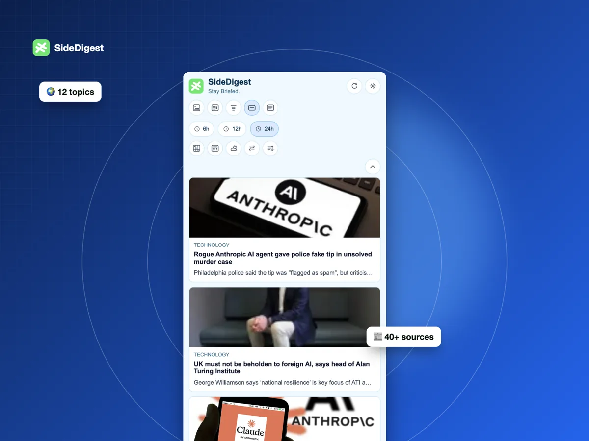 SideDigest side panel with world news headlines