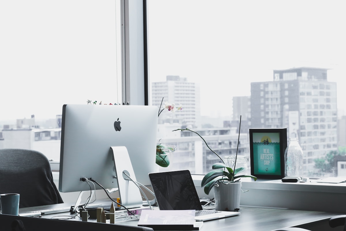 Modern workspace with laptop